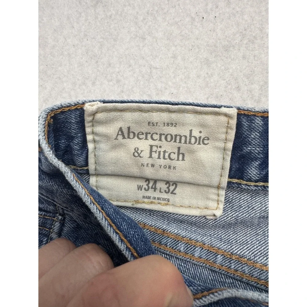Abercrombie & Fitch Jeans Mens 34x32 Blue The A&F Boot Bootcut Distressed - Picture 4 of 12